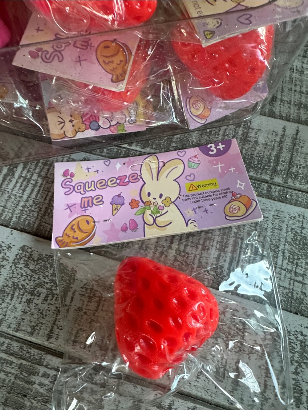 Squeeze Me Strawberry Stress Toy - Red Taber squishy strawberries good size